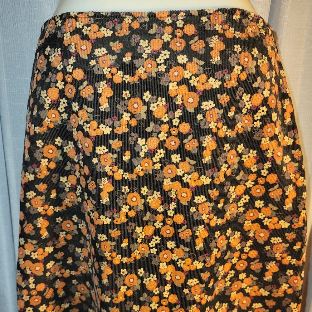 Orange Flower Patterned Skirt
